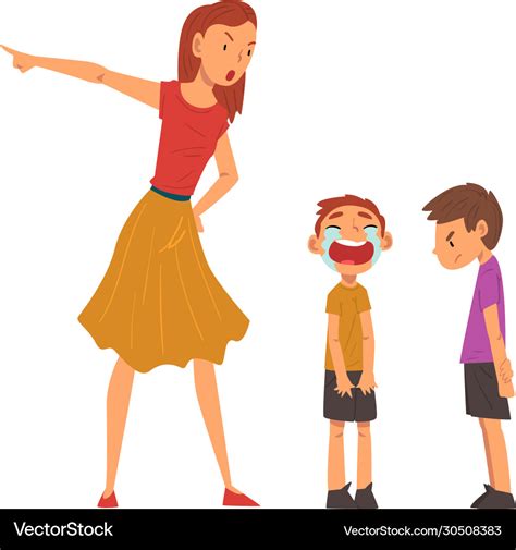 Angry Mother Scolding Her Naughty Sons Royalty Free Vector