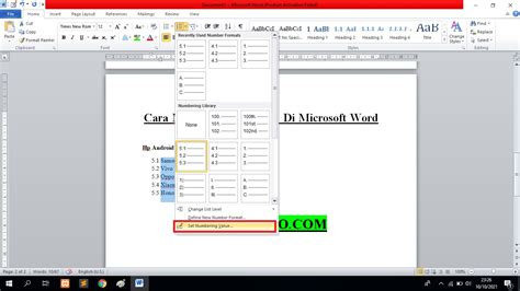 Cara Membuat Bullet Dan Numbering Di Microsoft Word