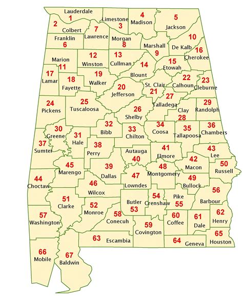 Alabama County Map Printable