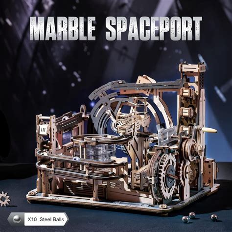 Rokr Electric Wooden D Puzzle Marble Spaceport Marble Run Model Kits