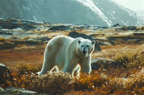 Polar Bear In Arctic Tundra Premium AI Generated Image