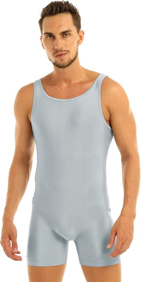 Tiaobug Mens Lycra Spandex Sleeveless Short Tank Vest Leotard Workout