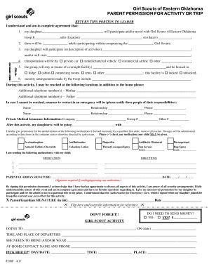 Fillable Online 208F Troop Permission Slip For Activity Or Trip 208 F