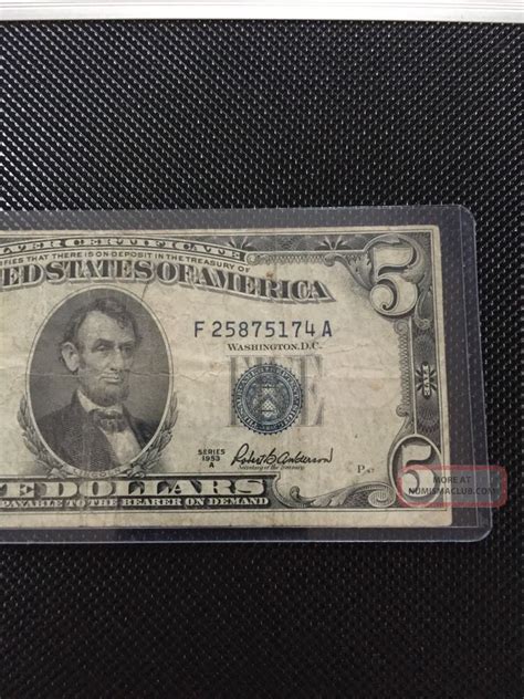 Series 1953 A Five Dollar 5 Blue Seal Silver Certificate