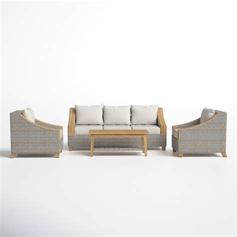 Carlton 4 Piece Rattan Sofa Seating Group With Sunbrella Cushions And Reviews Birch Lane