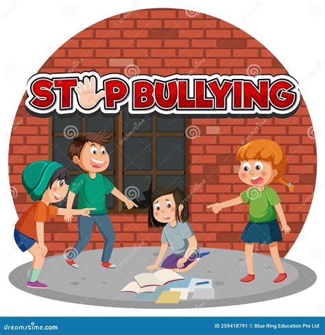 Stop Bullying Text With Cartoon Character Stock Vector Illustration Of Design Eps10 259418791