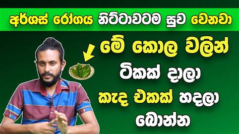 මේ කොල වලින් ටිකක් දාලා කැද එකක් හදලා බොන්න අර්ශස් රෝගය නිට්ටාවටම සුව