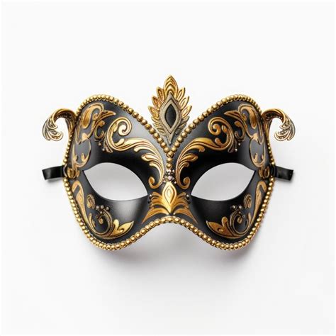 Premium AI Image Black And Gold Carnival Mask Isolated On White