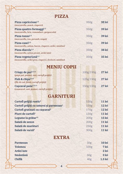 Menu at Suru Hotel Restaurant Bușteni Bușteni