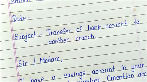 How To Write Bank Account Transfer