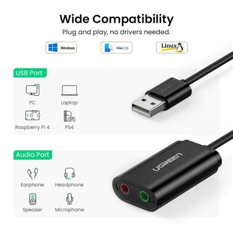 Adaptador de sonido estéreo externo USB A UGREEN CM129 UGREEN COLOMBIA