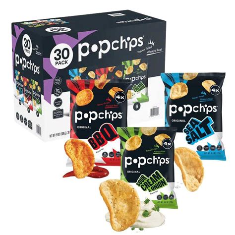 Popchips Potato Chips Variety Pack Sea Salt BBQ Sour Cream & Onion ...