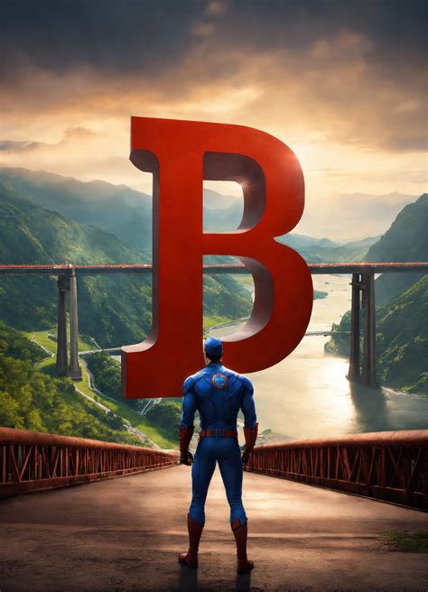 Lexica Engineer With Big Letter B Background Huge Bridges Mountains