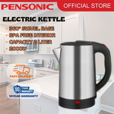 Pensonic High Quality Stainless Steel Electric Hot Water Kettle L Fast Boil Auto Shut Off