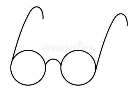 Round Glasses Rounded Earhooks Sketch Doodle Style Glasses With Round Lenses Stock Vector