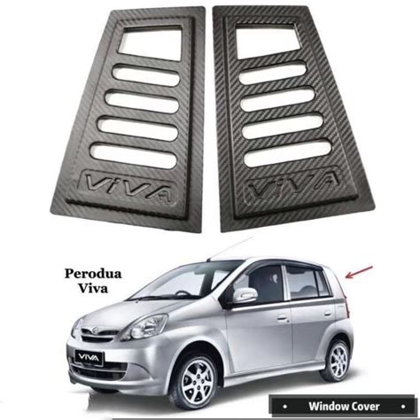 2pcs CARBON WINDOW COVER Axia Viva Wira Kancil Bezza Saga Myvi Alza