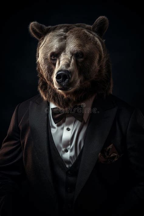 Conceptual Portrait Of A Strong Bear Dressed In A Businessman Suit