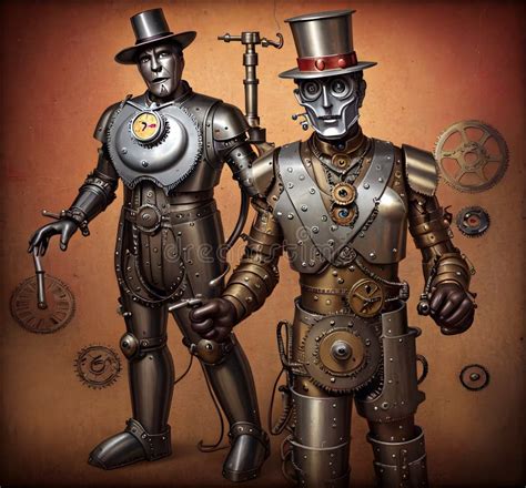 Steampunk Tin Man Generative Ai Illustration Stock Illustration