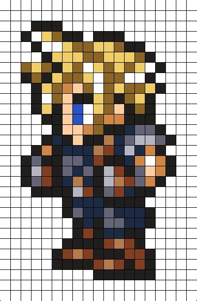 Final Fantasy VII Cloud Strife Perler Bead Pattern Bead Sprites