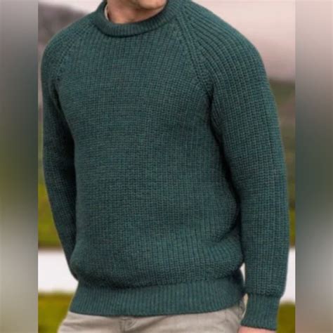 Aran Crafts Sweaters Size Large 0 Pure Wool Green Fishermans Rib