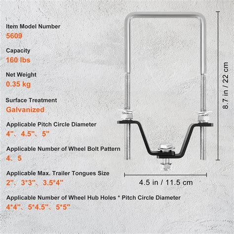 Vevor Vevor U Bolt Spare Tire Carrier Zinc Plated Spare Tire Holder Bracket With Lock 160 Lbs