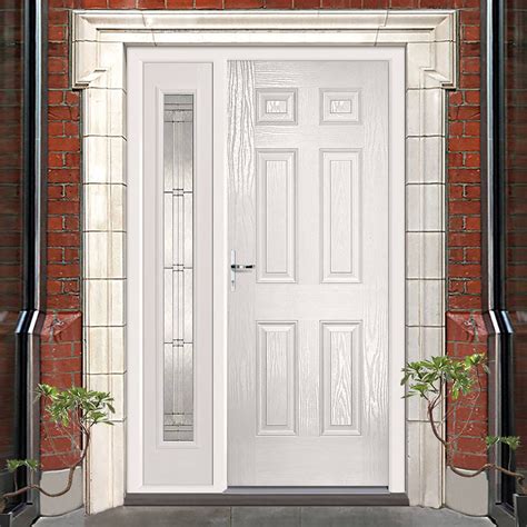 Grp White Colonial 6 Panel Composite Door Leaded Single Sidelight