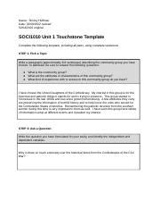 SOCI1010 Touchstone 1 Template Docx Name Shirley Huffman Date 02 09