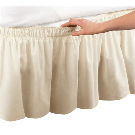 Wrap Around Bed Skirt Easy Fit Elastic Dust Ruffle Twin Full Ivory