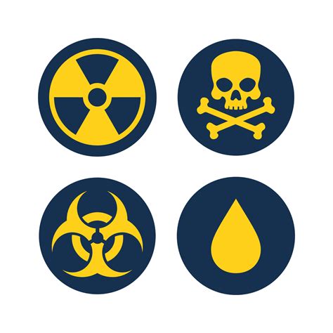 Danger sign, set of vector icons. Hazard and warning symbols radiation ...