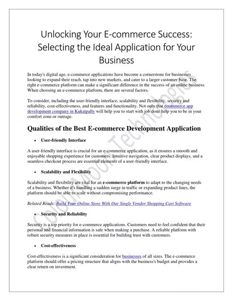 Ppt Unlocking Your E Commerce Success Selecting The Ideal