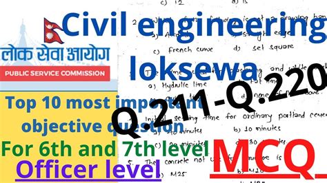 Most Important Question For Civil Engineering Loksewa Mcq Question