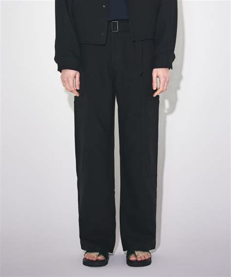 Musinsa Maison Mined Belted Side Pocket Wide Pants Black