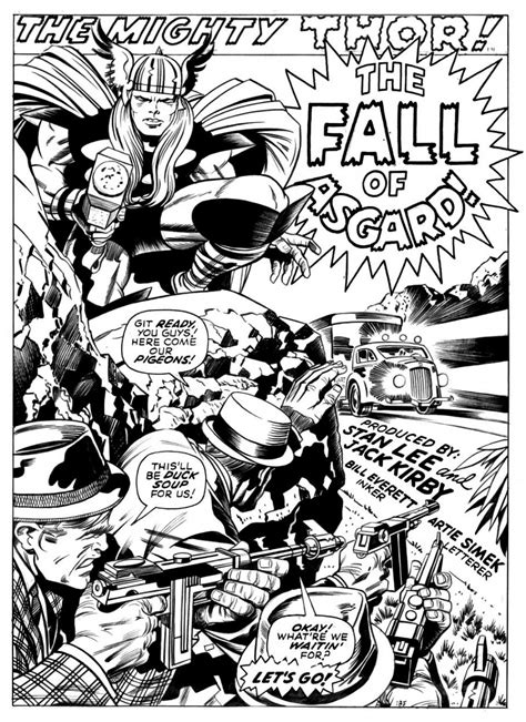 The Fall Of Asgard Thor Splash Page By Jack Kirby Bill Everett