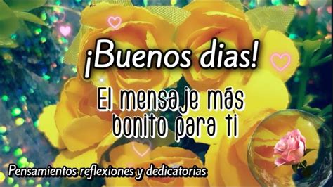 A Yellow Flower With The Words Buenos Dias Written In Spanish