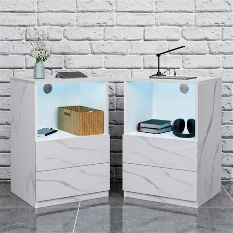 Hommpa Nightstand Set Of 2 Nightstands With Usb Nightstands With