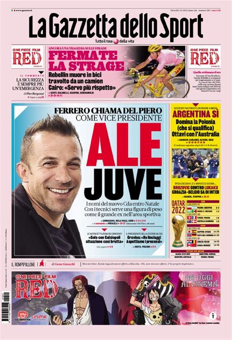 La Prima Pagina Della Gazzetta Dello Sport Del 08 11 2023