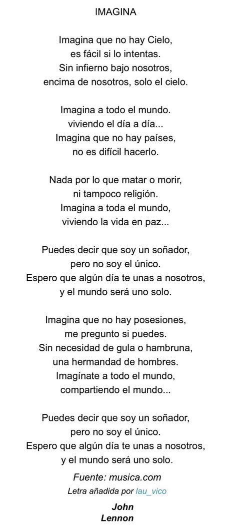 Letra Imagine John Lennon Citas De John Lennon Frases Bonitas