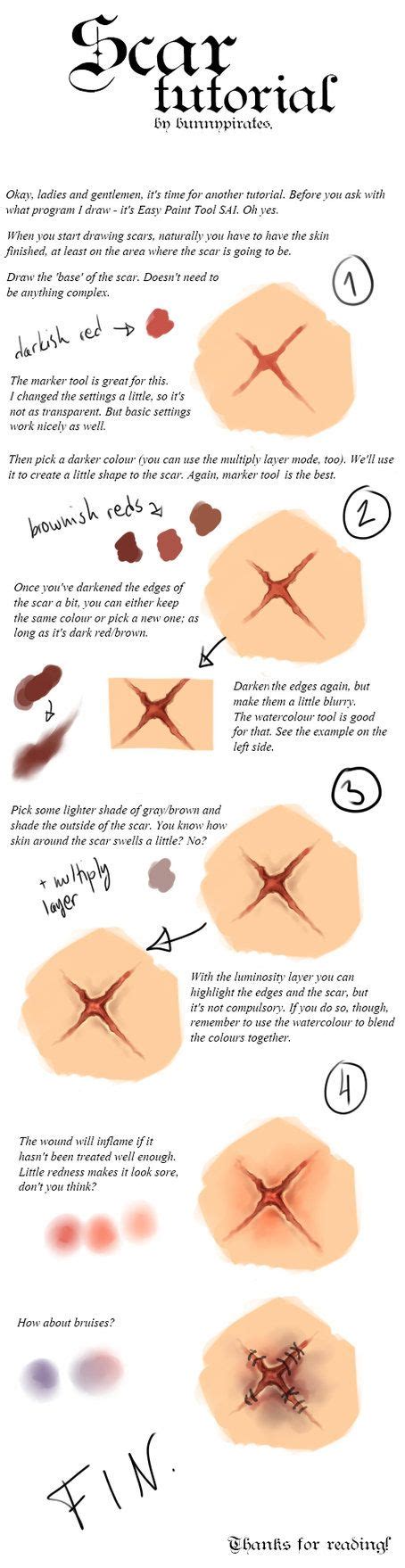 Scar Tutorial By Bunnypirates On Deviantart Drawing Tips Digital