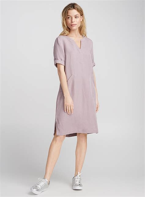 Minimalist Chic Linen Shift Dress Contemporaine Shop Knee Length