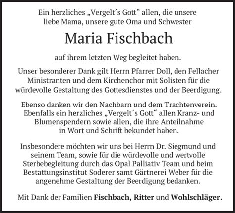 Traueranzeigen Von Maria Fischbach Trauer Merkur De