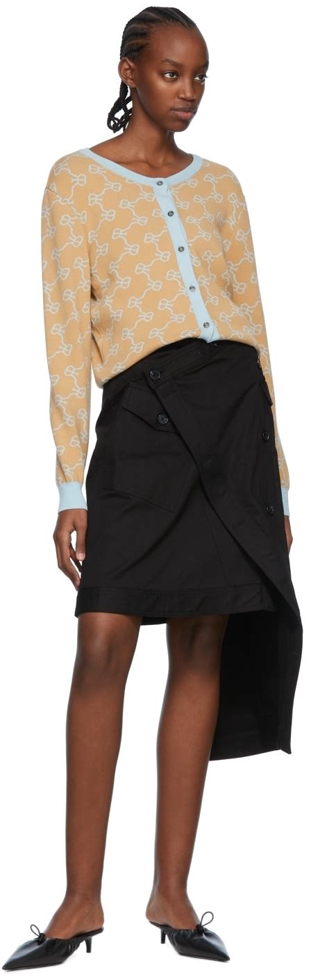 Rokh Black Cotton Midi Skirt Rokh