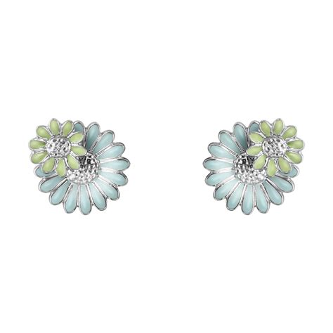 Georg Jensen Daisy Earrings Blue Green Collectors Gallery