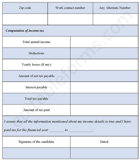 Income Tax Verification Form Editable PDF Forms