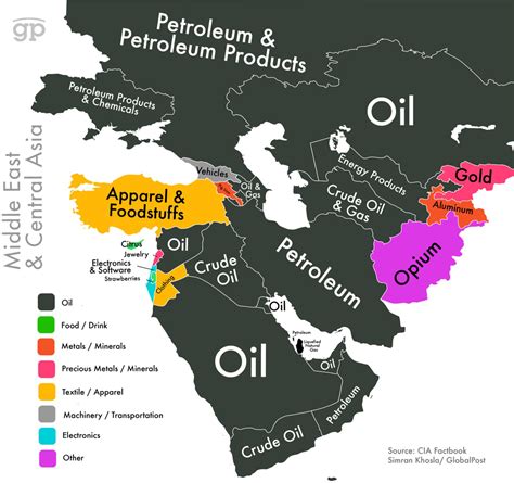 Middle East Central Asia From Oil To Opium Vivid Maps