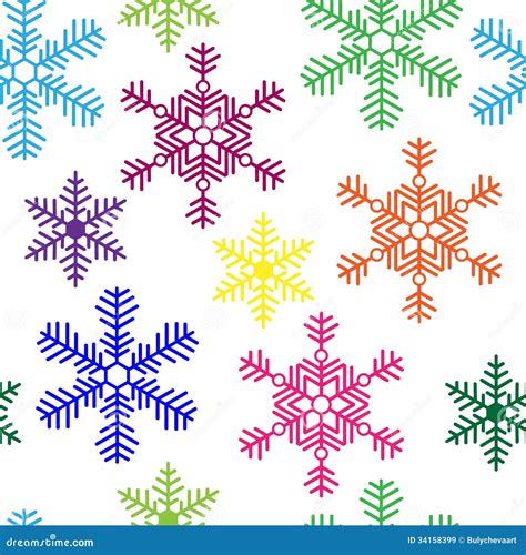 Seamless Background With Multi Colored Snowflakes Stock Vector