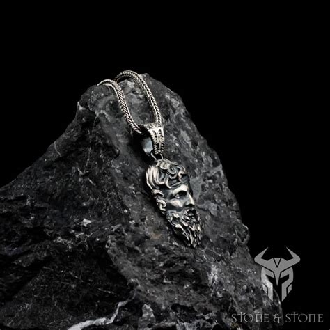 Silver Greek God Zeus Pendant Stone And Stone