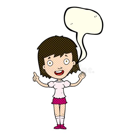 Cartoon Woman Pointing With Speech Bubble Stock Illustration