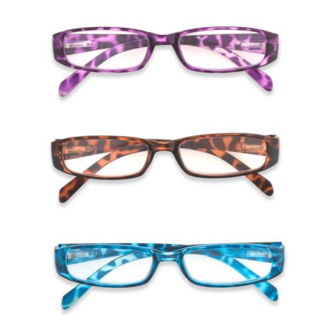 Inner Vision Womens 3 Pack Leopard Print Reading Glasses 225 Purple Blue Brown