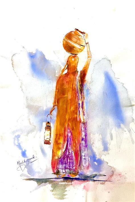 Carrying Lamp And Waterpot Painting By Khalid Saeed Fine Art America