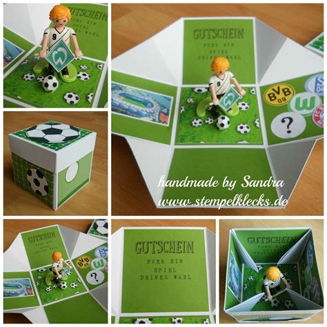 Fu Ball Explosionsbox Gutschein Basteln Fussball Gutschein Basteln